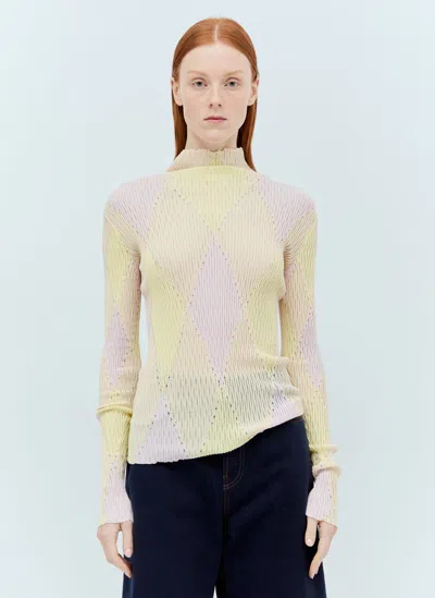 Burberry Argyle High-neck Sweater In Pink