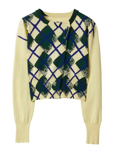 Burberry Argyle-intarsia Cropped Cotton Jumper In Multicolor