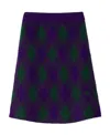 Burberry Argyle Jacquard Wool Skirt In Black