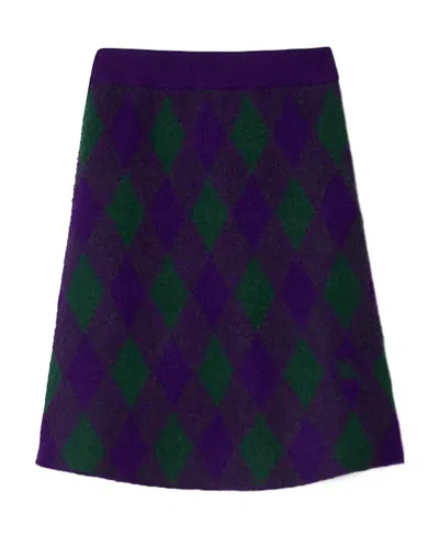 Burberry Argyle Jacquard Wool Skirt In Black