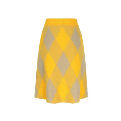 Burberry Woman Mini Skirt Yellow Size S Wool