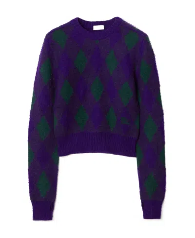 BURBERRY BURBERRY ARGYLE INTARSIA-KNIT CROPPED JUMPER