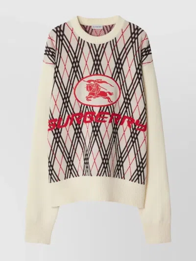 BURBERRY ARGYLE PATTERN CREW NECK SWEATER