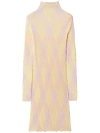Burberry Argyle Check High-neck Mini Dress In Yellow & Orange