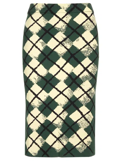 Burberry Argyle Pattern Skirt In Multicolor