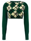 Burberry Check Cotton Knit Long Sleeve Sweater