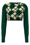 Burberry Check Cotton Knit Long Sleeve Sweater