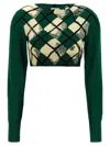Burberry Check Cotton Knit Long Sleeve Sweater