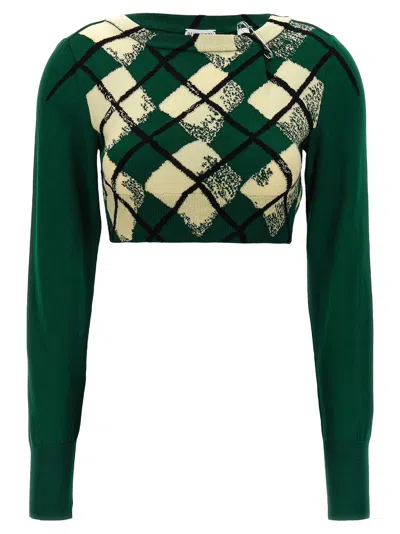 Burberry Woman Sweater Dark Green Size M Cotton