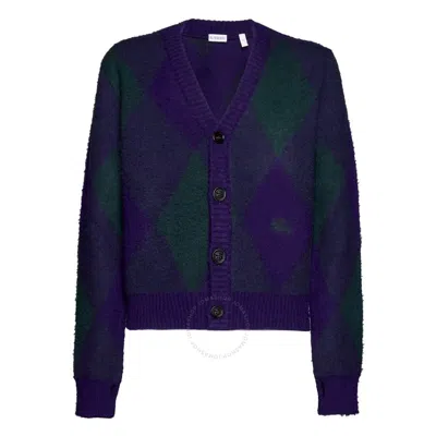 BURBERRY BURBERRY ARGYLE-PATTERN WOOL CARDIGAN