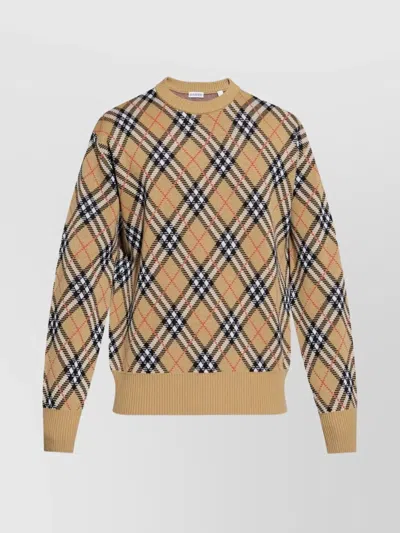 BURBERRY ARGYLE PATTERN WOOL CREW NECK SWEATER