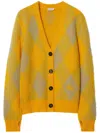 Burberry Wool Cardigan With Embroidered Argyle Pattern In Orange
