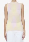 Burberry Crew-neck Argyle Intarsia-knit Top In Multicolor