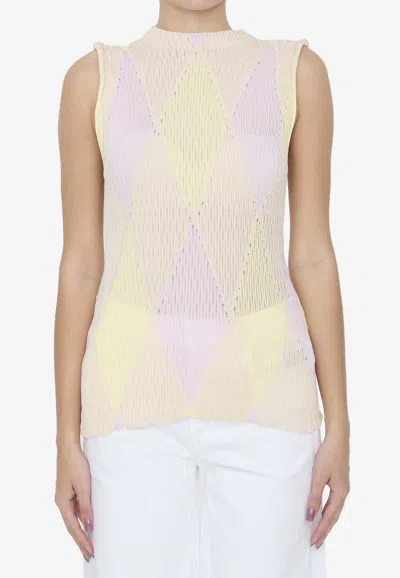 BURBERRY ARGYLE PATTERNED KNIT TOP