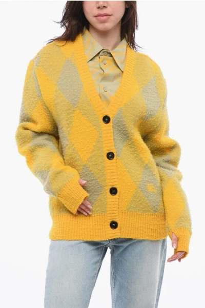 BURBERRY ARGYLE PATTERNED WOOL CARDIGAN