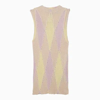Burberry Diamond Knit High-neck Tank Top In Yellow/pink