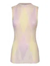 Burberry Crew-neck Argyle Intarsia-knit Top In Cameo Ip Pattern