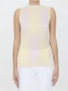 Burberry Sleeveless Textured Top With Diamond Pattern In Cameo Ip Pattern