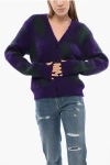Burberry Purple Cardigan With Argyle Motif In Wool Woman
