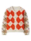 Burberry Kid - Argyle Wool Cardigan In White