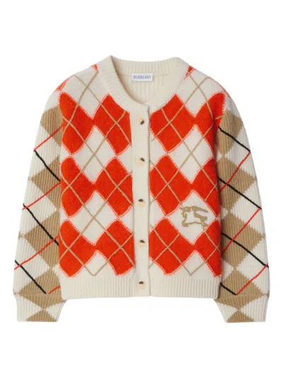BURBERRY ARGYLE WOOL CARDIGAN