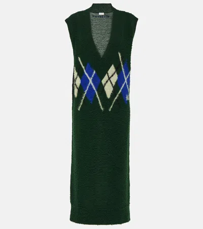 Burberry Argyle Wool Dress In Ivy