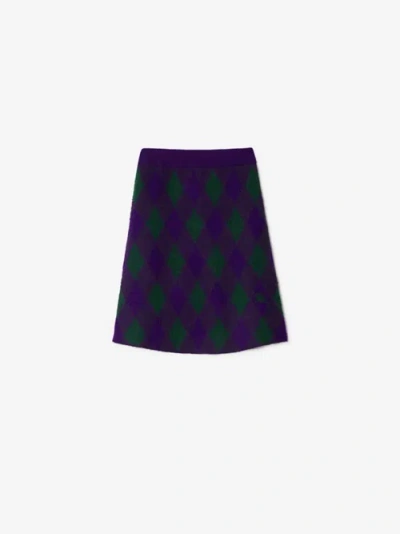 Burberry Argyle Wool Skirt In Royal