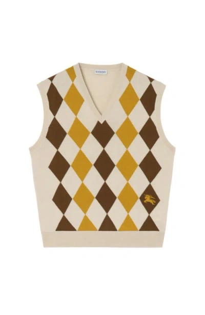Burberry Argyle Wool Sweater Vest In Neutral