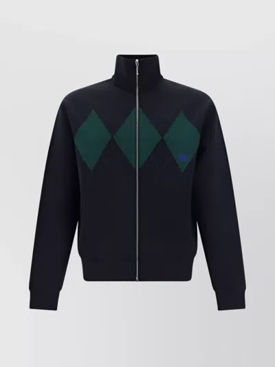 Burberry Ekd-embroidered Argyle Track Jacket In Black