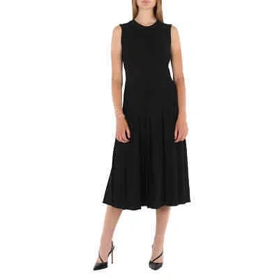 Pre-owned Burberry Aria Pleated Dress In Black, Brand Size 6 (us Size 4)
