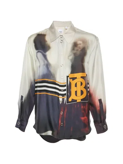Pre-owned Burberry Arianna Monogram Print Shirt In Neutral