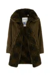 Burberry Women Army Green Gabardine Reversible Jacket In Multi