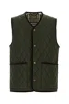 Burberry Quilted Green Gilet With Distinctive Button Closure In Green