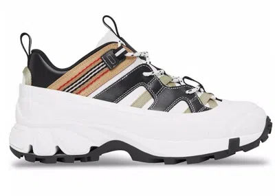 Pre-owned Burberry Arthur Icon Stripe (women's) Sneakers In White/beige