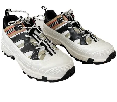 Pre-owned Burberry Arthur M Story White Icon Stripe Mens Sneaker Shoes, 41/43, 8048548