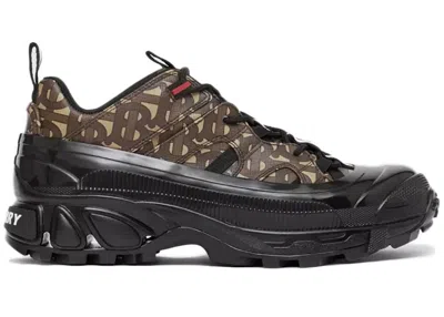 Pre-owned Burberry Arthur Monogram Print Ecanvas (women's) Sneakers In Brown/black