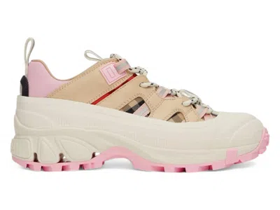 Pre-owned Burberry Arthur Off (women's) Sneakers In Pink/white/brown