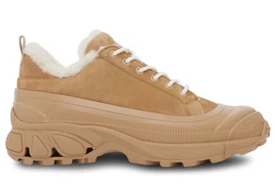 Pre-owned Burberry Arthur Shearlinglined Sneakers (women's) In Light Brown