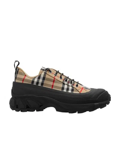 Burberry Arthur Vintage Check Sneakers In Black