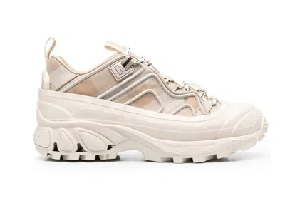 Pre-owned Burberry Arthur Vintage Check (women's) Sneakers In Beige/white