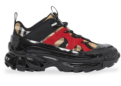 Pre-owned Burberry Arthur Vintage Check (women's) Sneakers In Black/red/beige