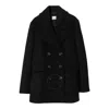 Burberry Ashwater Wool Double Breasted Peacoat In Black