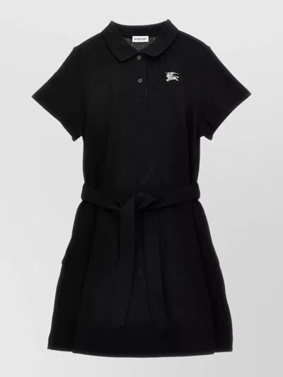 Burberry Astrid Cotton Pique Polo Belted Dress In Black