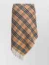 Burberry Asymmetric Checked Bandana Cape Fringe In Multi