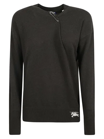Burberry Asymmetrical Black Cashmere Sweater In Gray