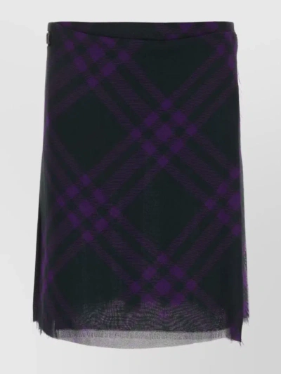 BURBERRY ASYMMETRICAL HIGH-WAISTED SILK SKIRT WITH PLAID PATTERN