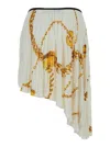 Burberry Asymmetrical Mini Skirt With Chain Print In Neutrals