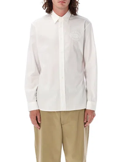 Burberry Refined Cotton Poplin Shirt With Equestrian Embroidery In White