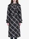 Burberry Green Oversized Double-breasted Trench Coat With Check Motif In Twill Woman In Green