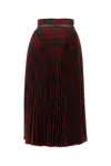 Burberry Pleated Check Midi Skirt In Red